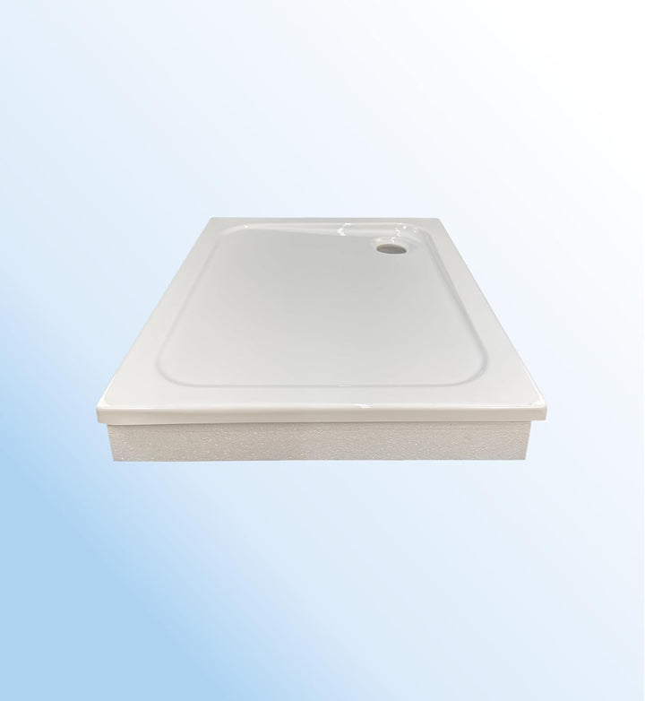 KOMPLETT-PAKET: Duschwanne 90 x 75 cm superflach 2,5 cm weiss Dusche mit GERADER UNTERSEITE Acryl +