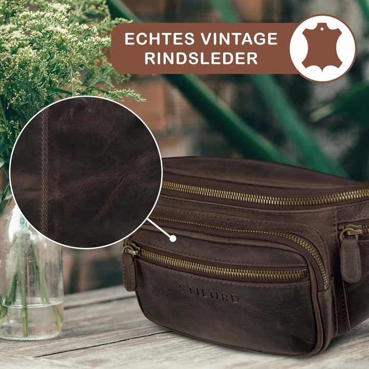 STILORD 'Caspar' Gürteltasche Leder Gross Vintage Bauchtasche für Herren Damen Kinder Hüfttasche Mod