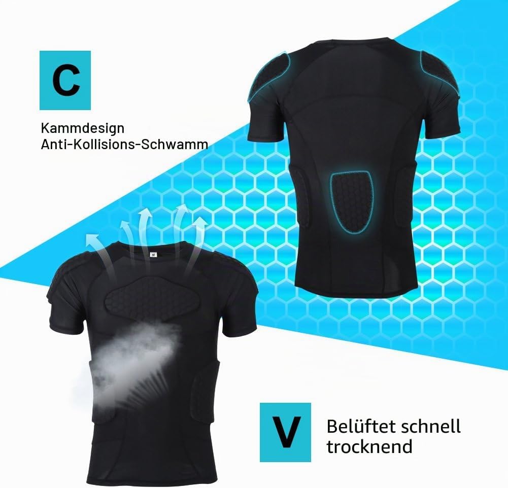 VGEBY1 Herren T-Shirt, gepolstert, Silikon, stossfest, Sportzubehör T-shirts, T-shirts