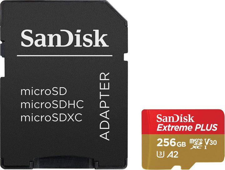 SanDisk Extreme PLUS 256 GB microSDXC Memory Card + SD Adapter with A2 App Performance up to 170 MB/