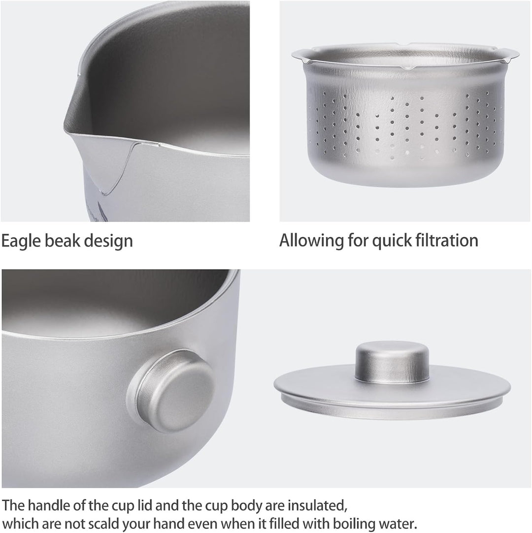 Boundless Voyage Titan Doppelschicht Teebereiter mit Filterdeckel Ultraleichte Teekanne Anti-Verbrüh