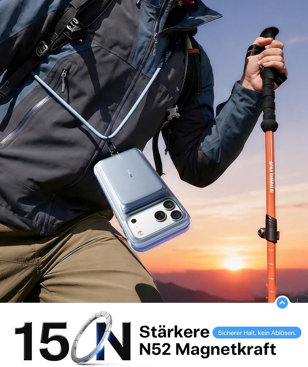 TORRAS MiniMag Pro Powerbank für MagSafe, 10000mAh Magnetische Akku, Blau | Ultra Slim Semi-Solid-St