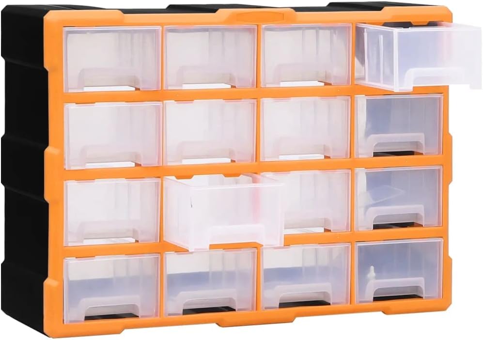 Multi-Schubladen-Organizer 16 Schubladen 52x16x37 cm Orange und Schwarz 16 Schubladen, Orange und Sc