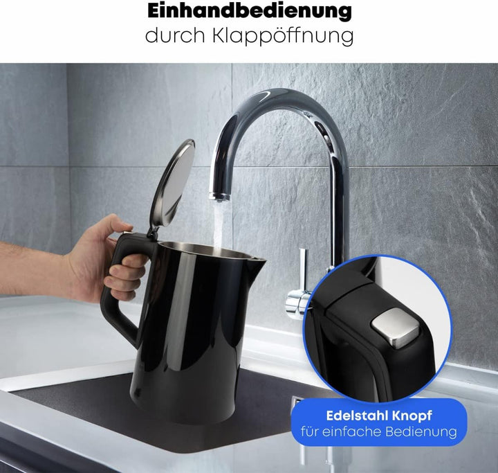 ProfiCook® Wasserkocher mit Temperatureinstellung 1,7 Liter – Temperaturauswahl 50°-100°C, Soll &amp; Is
