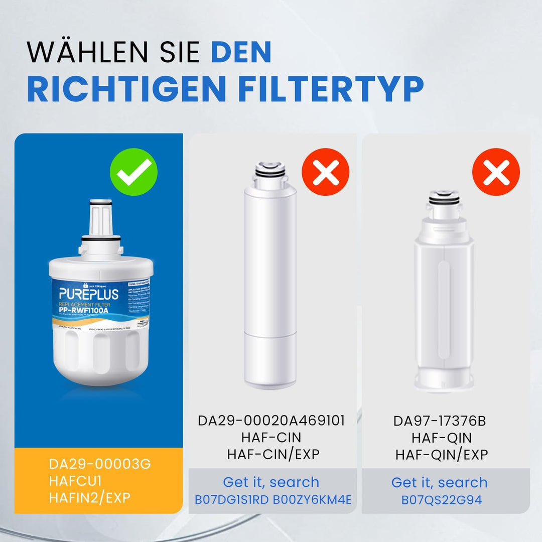 PUREPLUS Kühlschrank Wasserfilter,Kompatibel für Samsung DA29-0003F, DA29-0003G, Aqua Pure Plus Hafi
