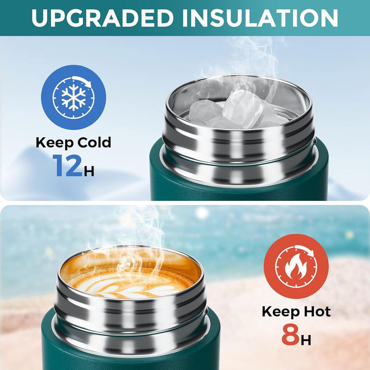 【Upgrade-Version】Exllena Mini Thermosflasche 250ml mit Edelstahl-Deckel, Trinkflasche Klein Doppelwa