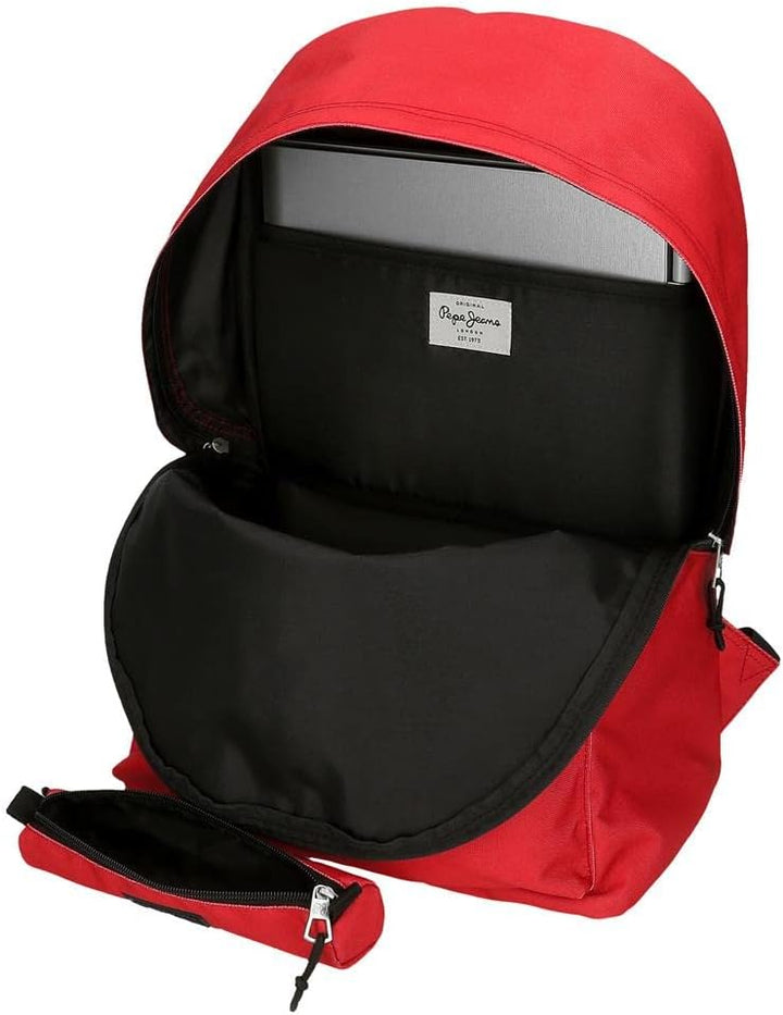 Pepe Jeans Aris Rucksack für Laptop und Schultasche 15,6 Zoll Rot 31 x 44 x 17,5 cm Polyester 30,01