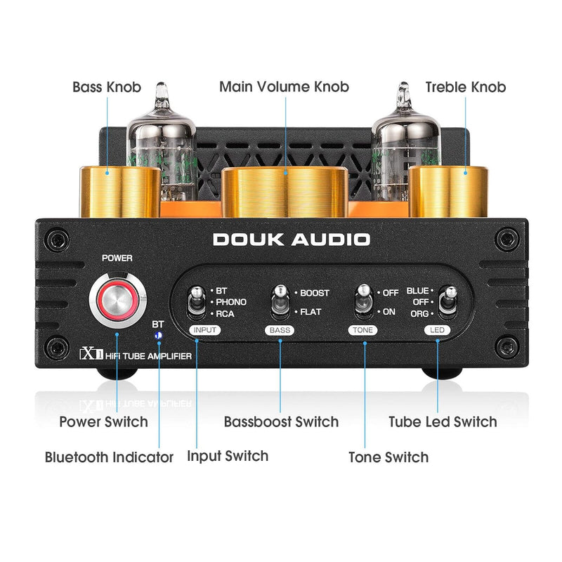 Douk Audio X1 Röhrenverstärker, HiFi Bluetooth 5.0 Verstärker, GE5654 Valve Stereo Audio Amplifier,