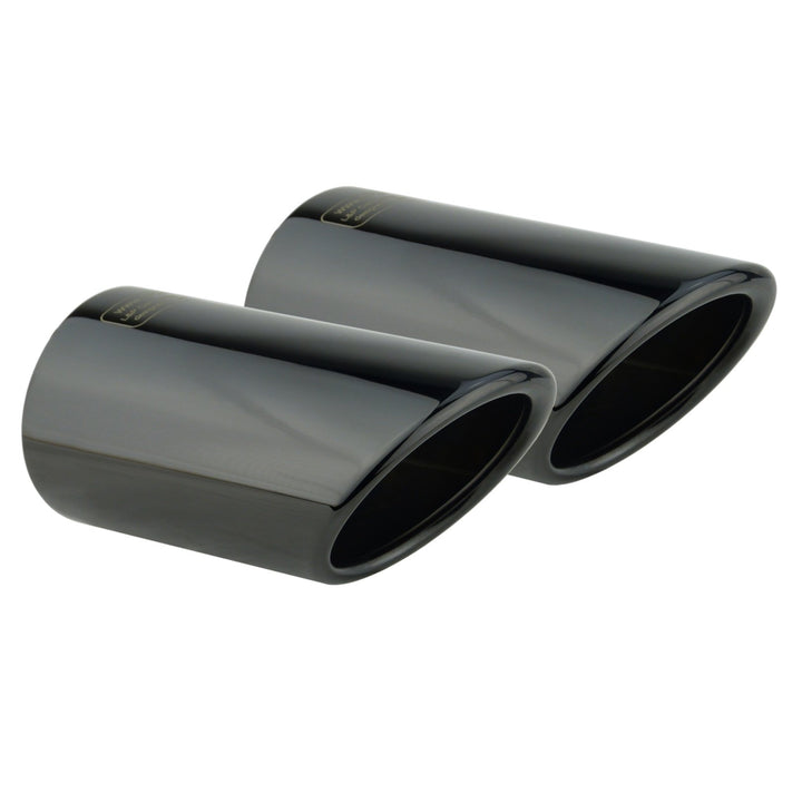 L&amp;P A295 2 Auspuffblenden Auspuffblende Schwarz Chrom Edelstahl poliert kompatibel mit A4 B8 A5 8T Q