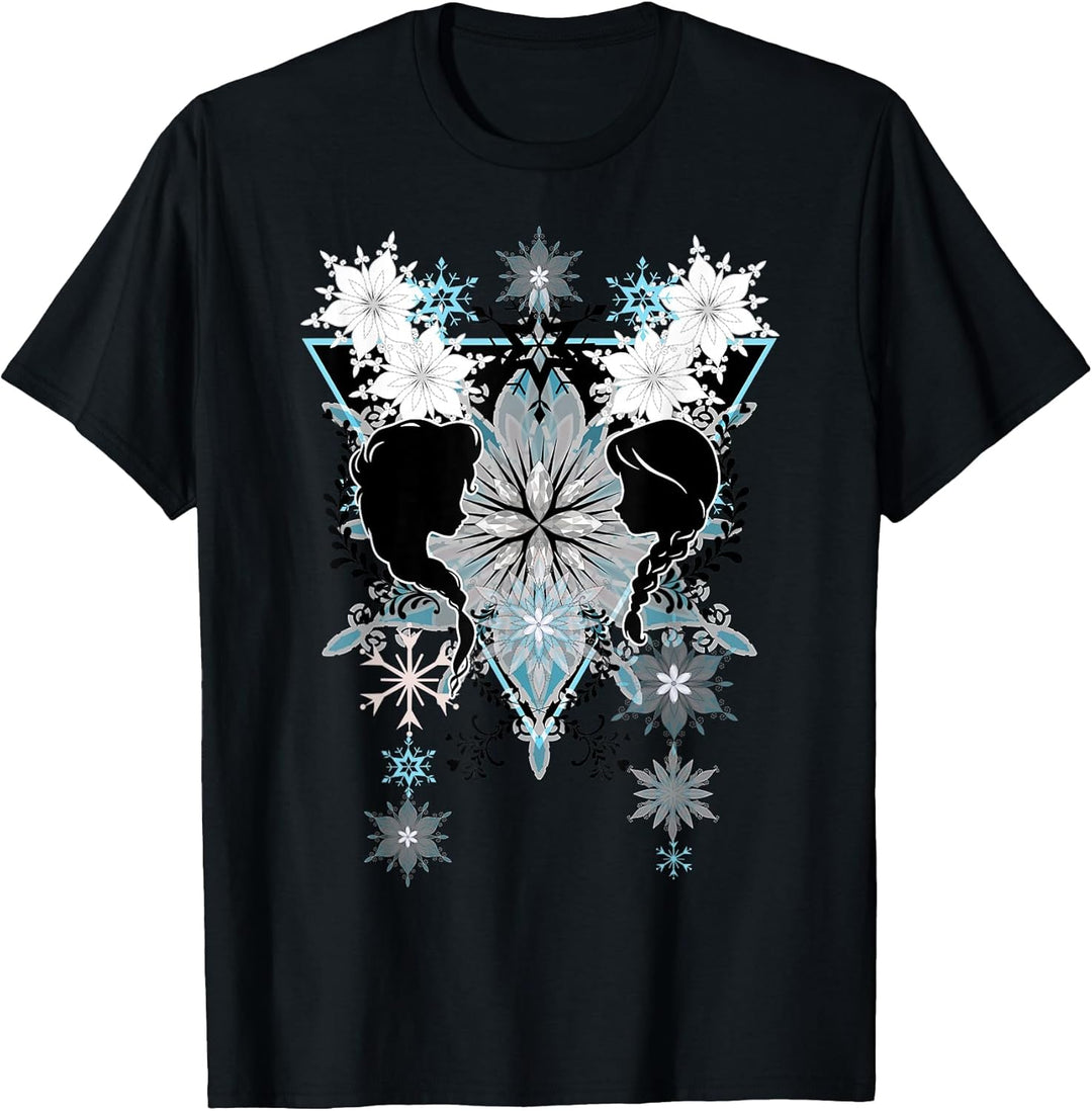Mens Disney Pixar Frozen Elsa Anna Snowflake Boho Graphic T-Shirt Medium Black