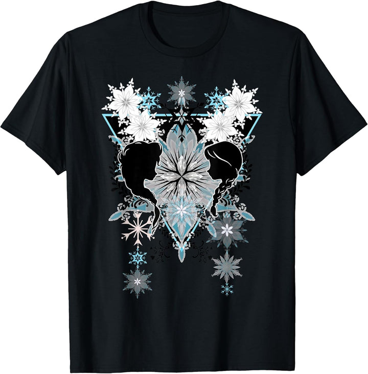Mens Disney Pixar Frozen Elsa Anna Snowflake Boho Graphic T-Shirt Medium Black