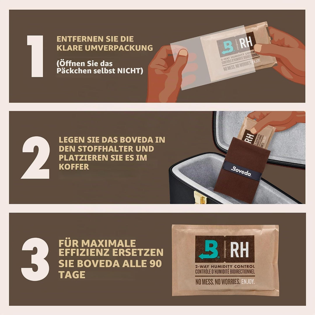 Boveda Musik-Starter-Set – (3) 49% RH Standard-Boveda – ideale Zwei-Wege-Feuchtigkeitskontrolle für