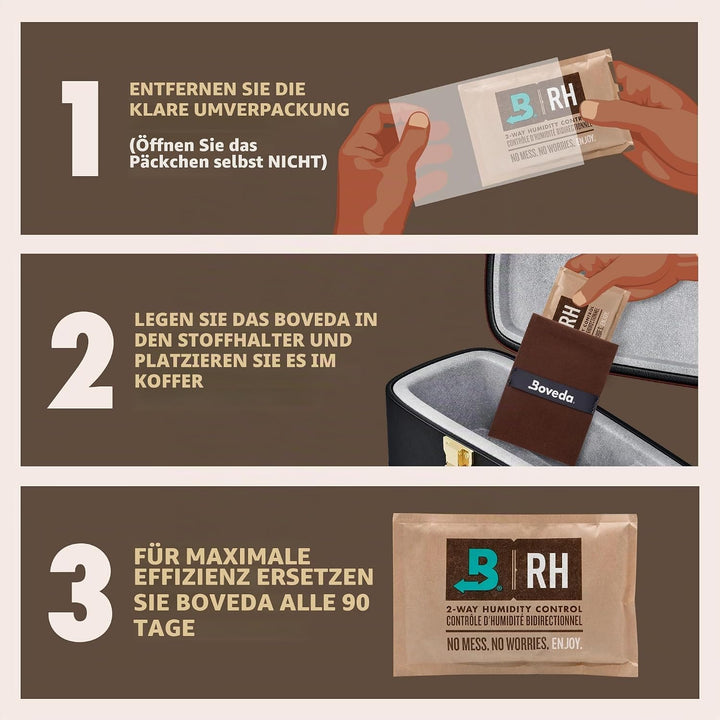 Boveda Musik-Starter-Set – (3) 49% RH Standard-Boveda – ideale Zwei-Wege-Feuchtigkeitskontrolle für