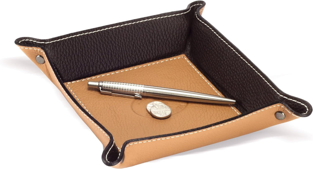 Luni Taschenleerer Leder, Handgearbeitet in klassischem italienischem Stil, Ordentlich Tablett, Hell