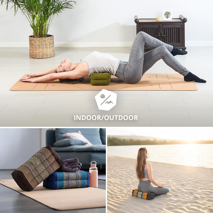 livasia Block Yogakissen eckig, Meditationskissen mit Kapok, Stützkissen Bolster rechteckig, Yoga Pi