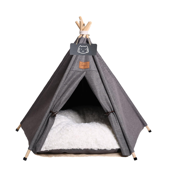 Tipi Zelt für Haustiere Hundezelt Katzenzelt mit Plüschkissen Haustierzelte Häuser für Katzen und Hu