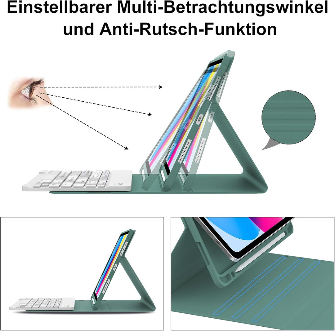 WINCHKING Hülle Mit Tastatur Für iPad A16 11 Generation 2025/10 Generation 2022 (11/10.9 Zoll), Magn