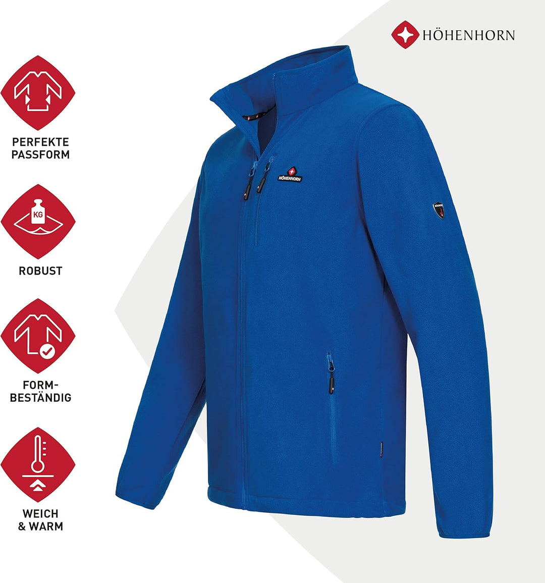 Höhenhorn Eigler Herren Fleece Jacke Full Zip Outdoor Wander Trekking S Blau, S Blau