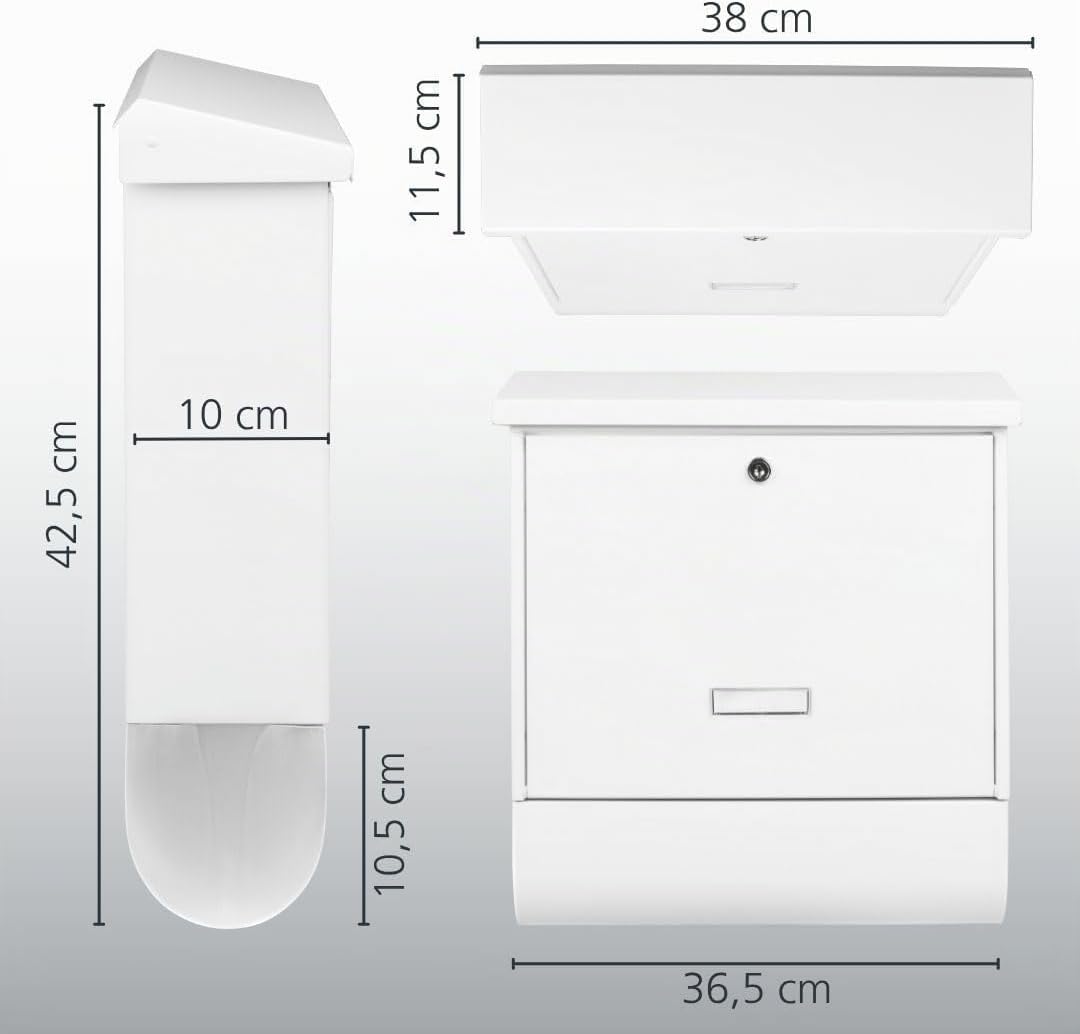 BURG-WÄCHTER Briefkasten mit Zeitungsfach und Namensschild, Verzinkter Stahl, Einwurf-Format DIN C4,