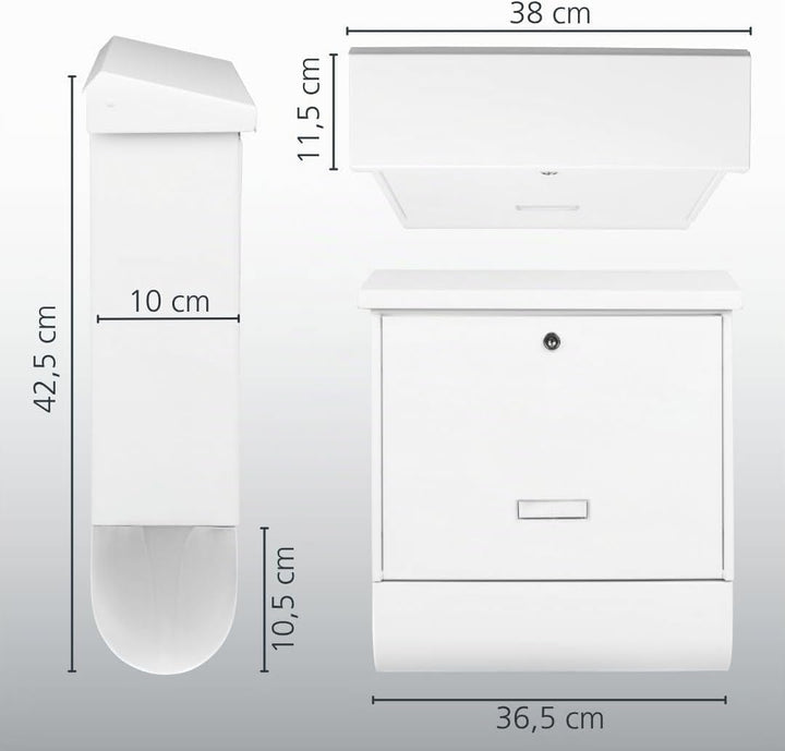 BURG-WÄCHTER Briefkasten mit Zeitungsfach und Namensschild, Verzinkter Stahl, Einwurf-Format DIN C4,