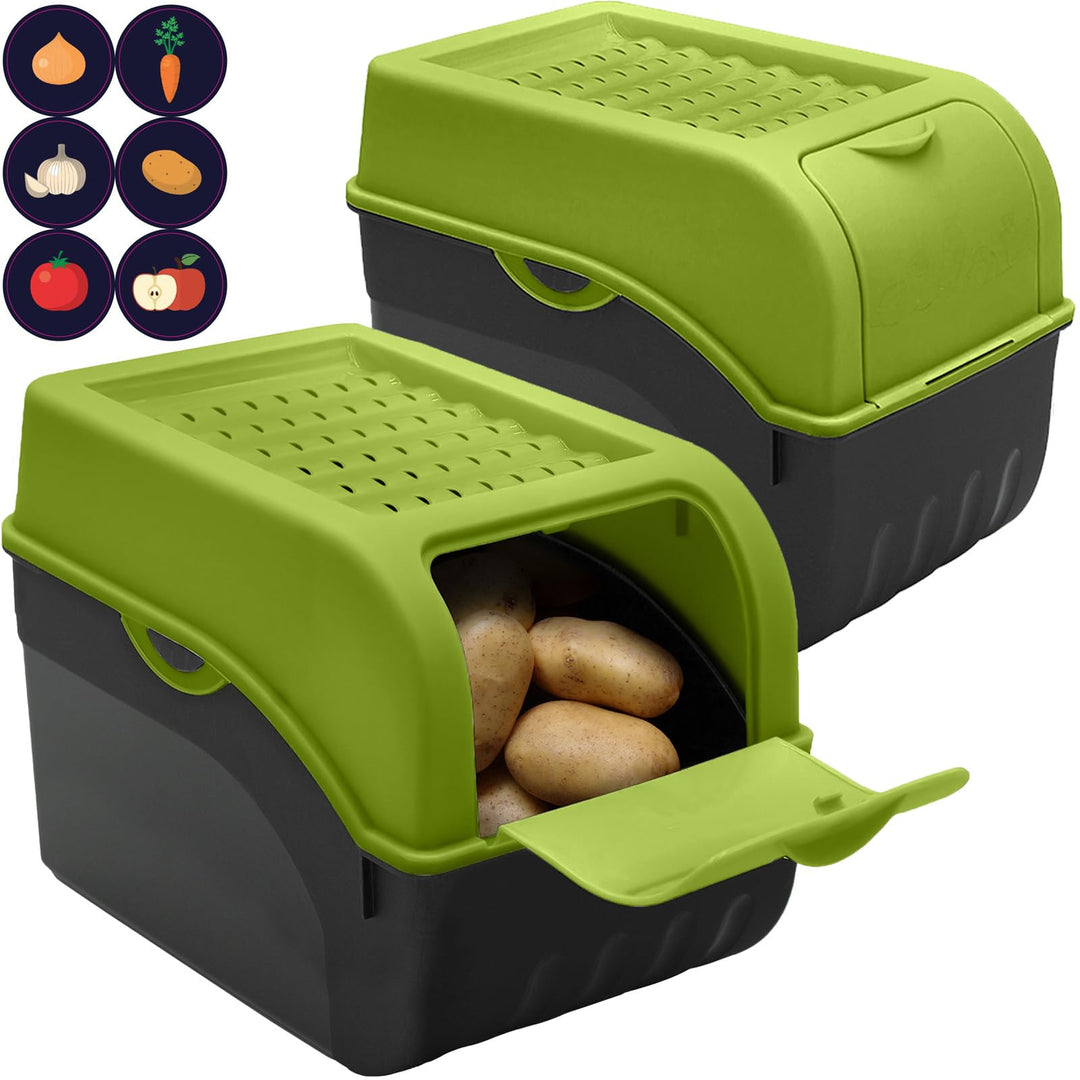 ARTECSIS® 2x Kartoffel Aufbewahrungsbox mit Deckel für 6 kg Kartoffeln (grün) - Vorratsbehälter & Vo