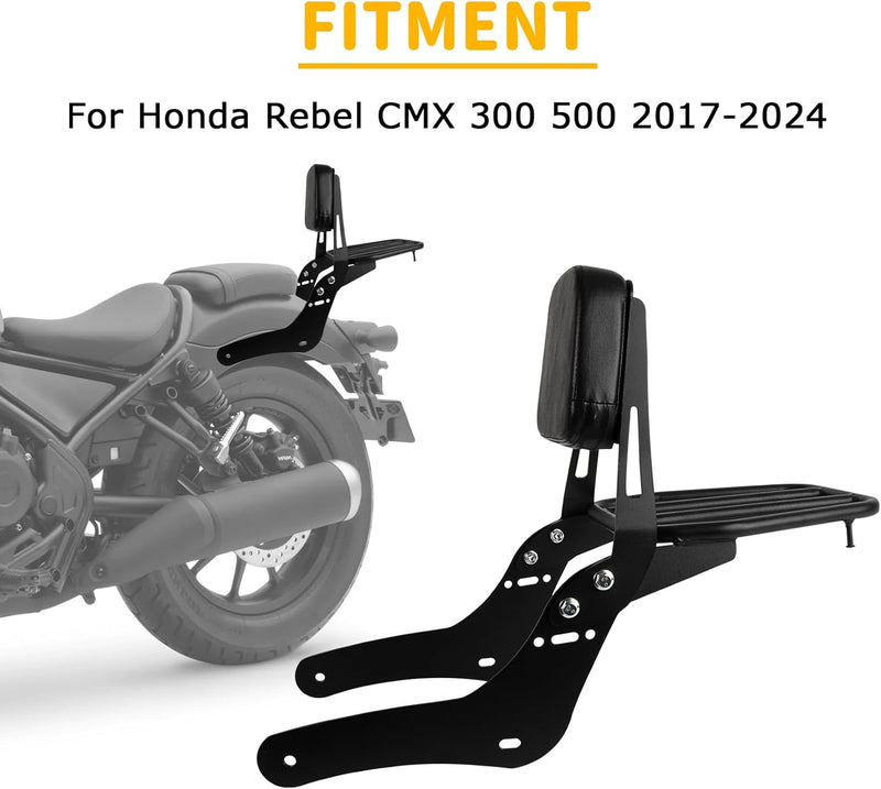 Motorrad Rückenlehne Sitzpolster mit Gepäckträger für Rebel CMX500 CMX300 2017-2023, PSLER Beifahrer