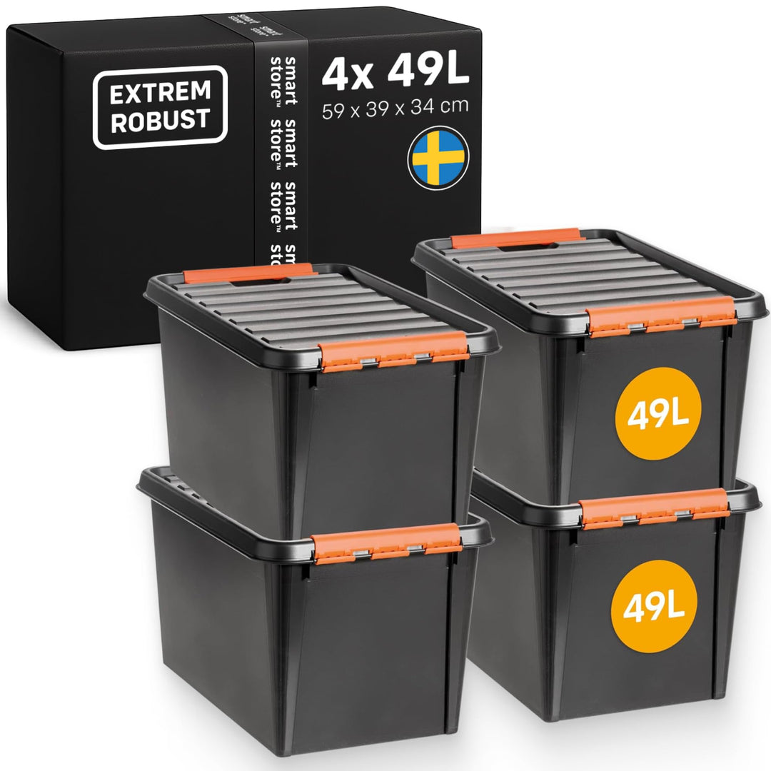 SmartStore Pro 45 Aufbewahrungsboxen 4-Teilig, Schwarz, eine grösse 50 L x 4 Pack, 50 L x 4 Pack