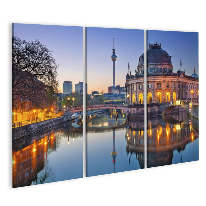 islandburner Bild auf Leinwand Berlin Abenddämmerung Bilder Wandbilder Poster Leinwand 130x80cm - 3