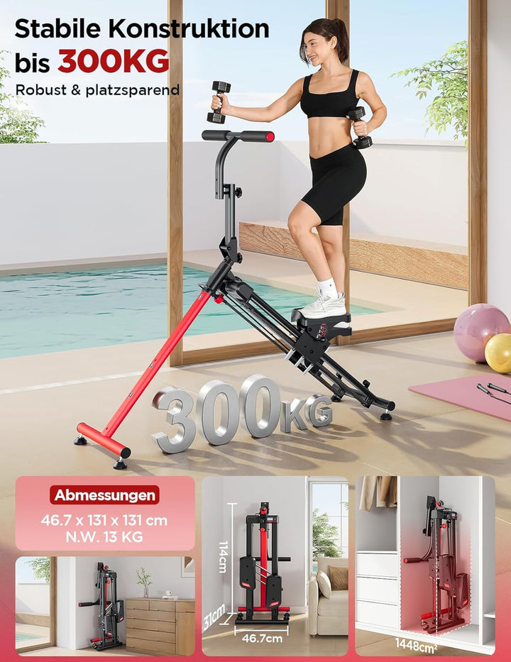 YOLEO Einstellbarer Widerstand Stair Stepper für Zuhause, Klappbarer Stepper mit 3 Trainingsmodi, Co