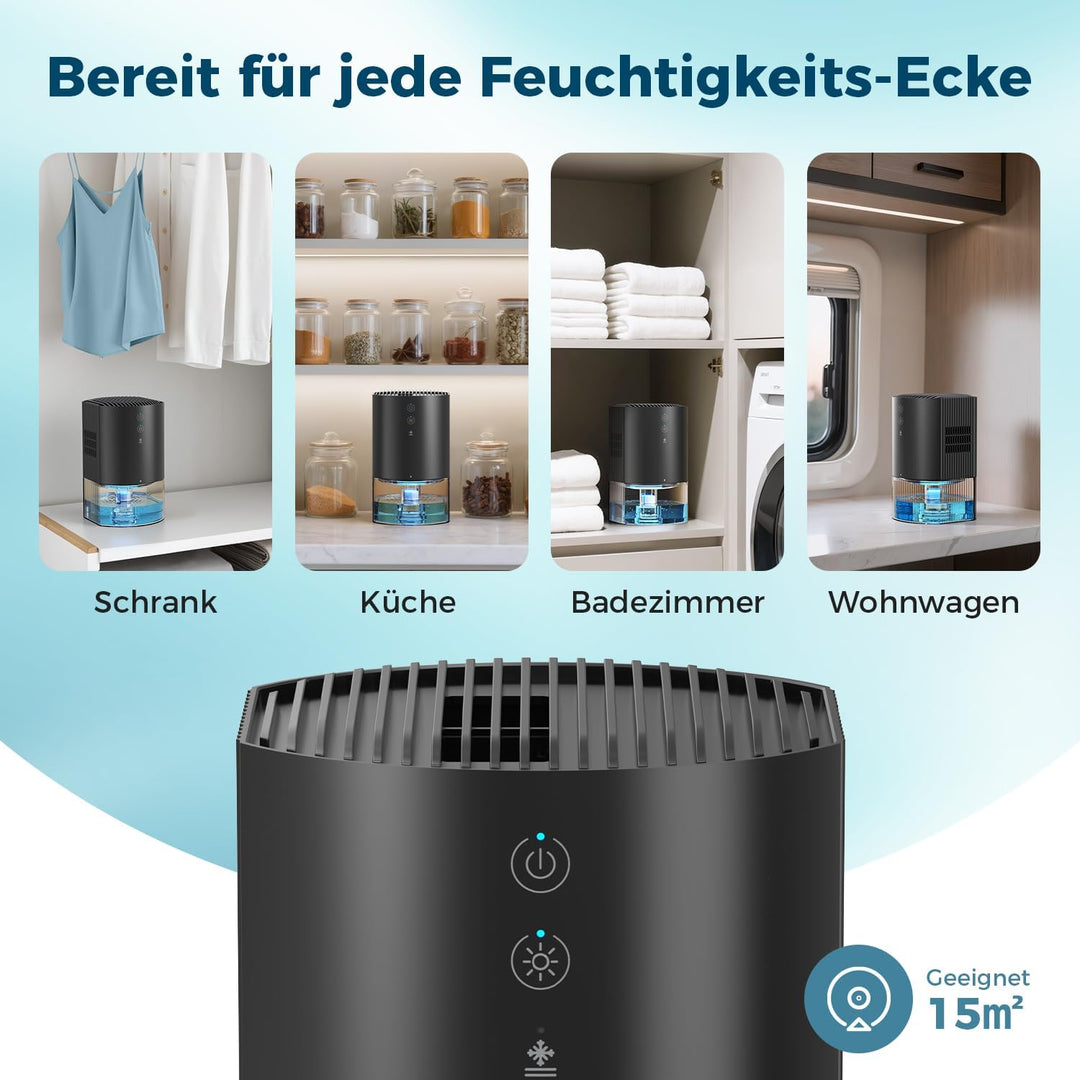 AROEVE Luftentfeuchter 990ml, Kleiner Elektrischer Raumentfeuchter | 7-Farben-Licht, Auto-Abschaltun