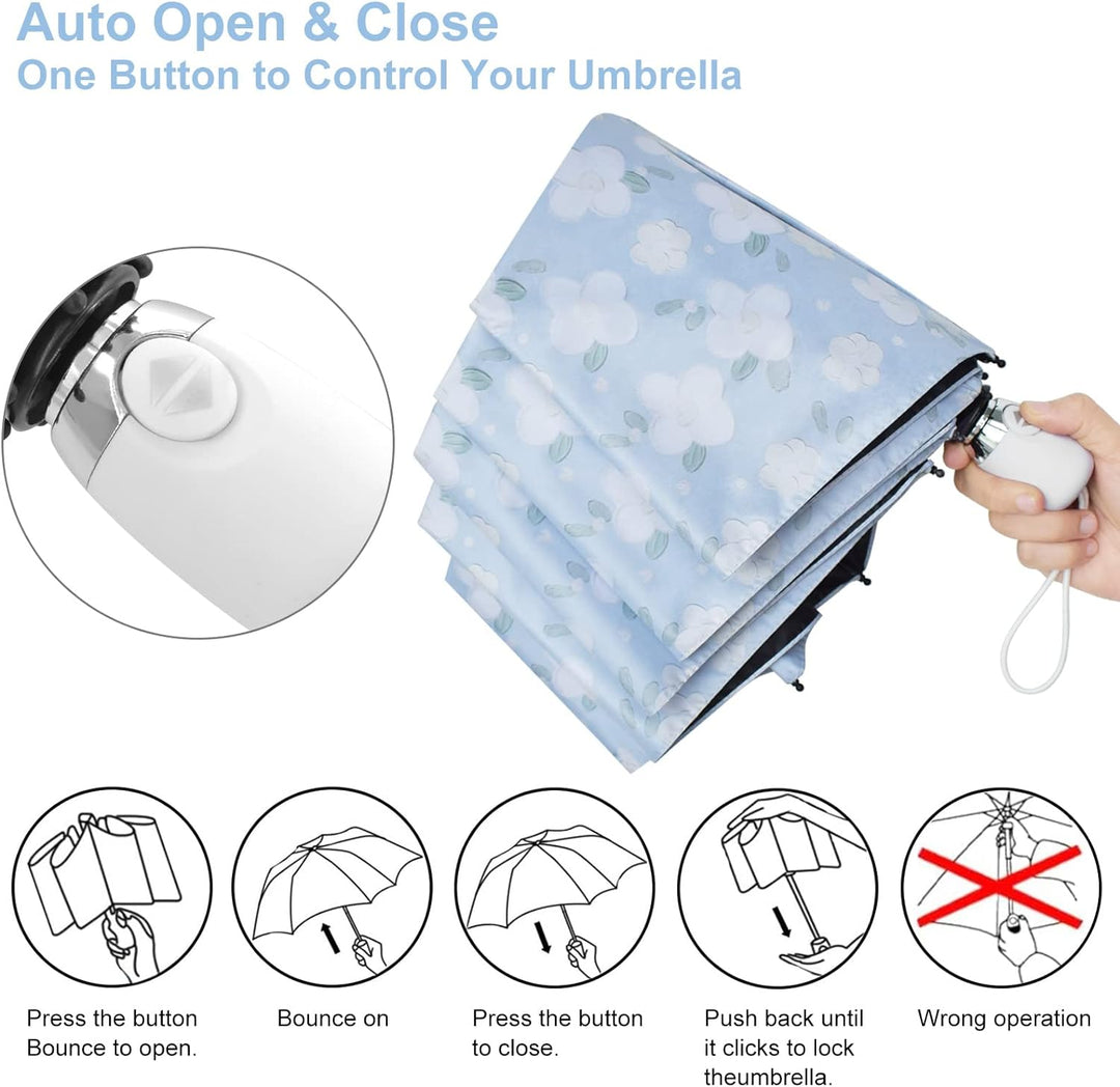 CUBY Regenschirm, Sonnenschirm Regenschirm, Freien Uv-Schutz Damen Automatik Faltschirm Winddicht Re