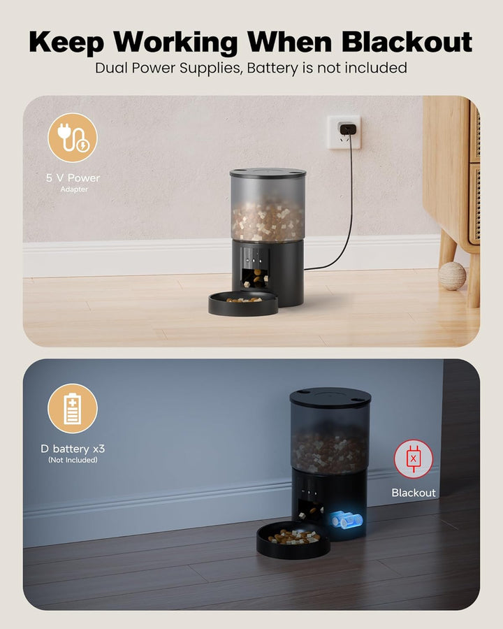 Futterautomat Katze Katzenfutter Automat WiFi: Futterspender Katze mit Massgeschneidert Zeitplan - A