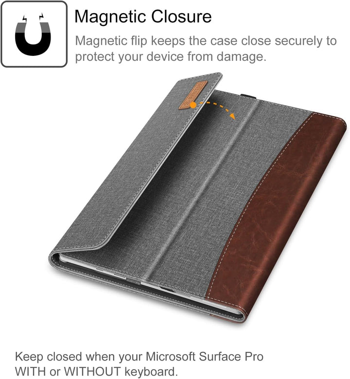 Fintie Hülle für Microsoft Surface Pro 7+ / 7/6 / 5/4 / 3 - Multi-Sichtwinkel Kunstleder Tasche Schu