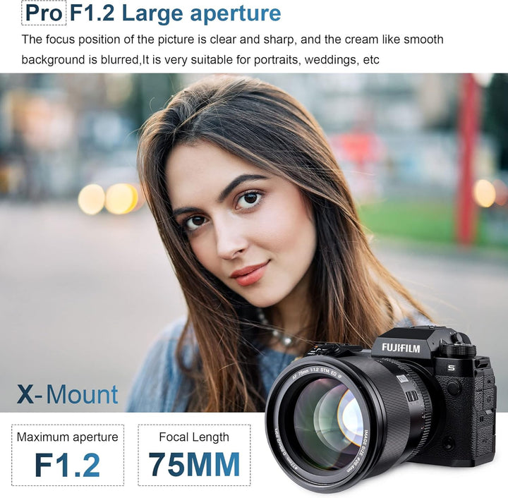VILTROX 75mm f/1.2 XF Prime APS-C Objektiv für Fuji X Mount x-A7 X-T30 X-T4 X-E4 X-Pro3 X-T200 X-H2S