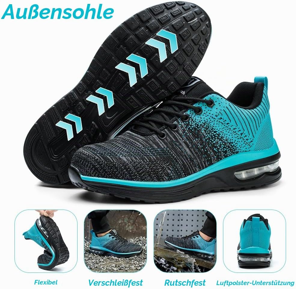 Bawalon Arbeitsschuhe Leicht Herren Sicherheitsschuhe Damen rutschfest Sportlich Stahlkappenschuhe A