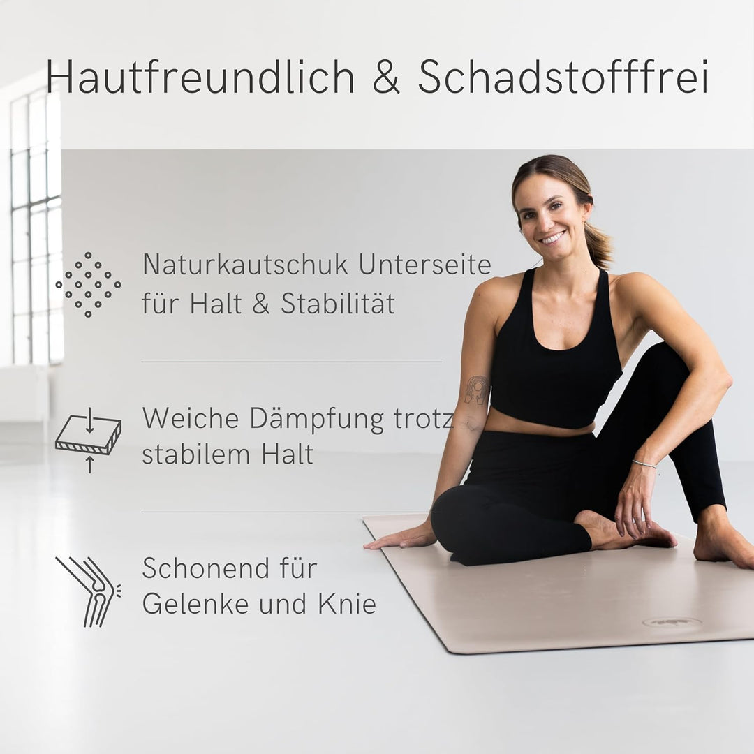 LOTUSCRAFTS® Yogamatte rutschfest, aus Naturkautschuk, universell einsetzbar als Yoga Matte, Sportma