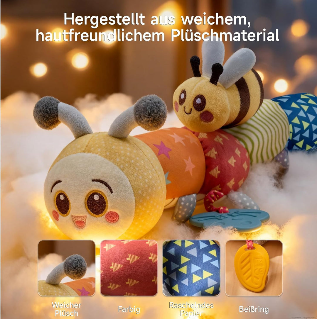 TUMAMA KIDS Baby Spielzeug 0 3 6 Monate Raupe Babyspielzeug, Bauchlage Kissen Greifling Kuscheltier