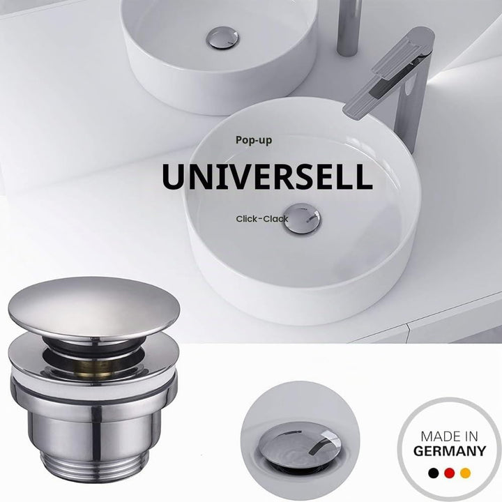 Schläfer 4051003 - Universal Ablaufgarnitur mit Überlauf (Chrom) - Pop Up Ventil für Waschbecken und