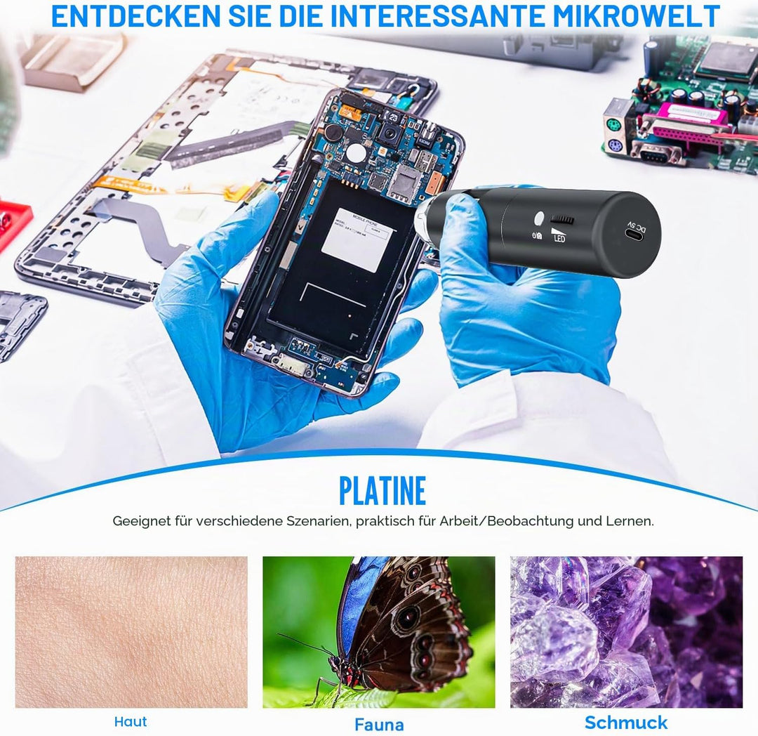 Drahtloses Digitales Mikroskop, Skybasic Digital Mikroskop 50X bis 1000X WiFi Mikroskop Handgehalten