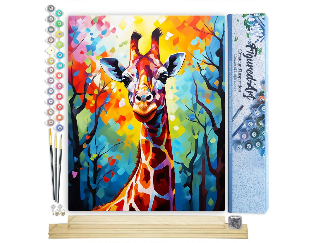 Figured'Art Malen Nach Zahlen Erwachsene Mit Rahmen Giraffe Farbenfroh Abstrakt - Paint by Numbers B
