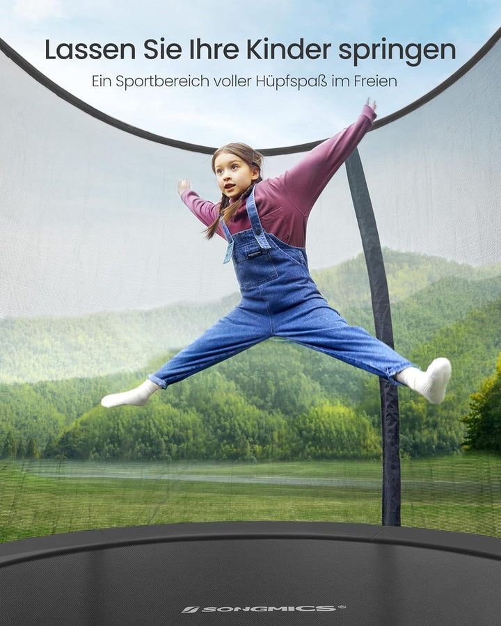 SONGMICS Trampolin Outdoor Ø 244/305/366/427 cm, rundes Gartentrampolin Kindertrampolin mit Sicherhe