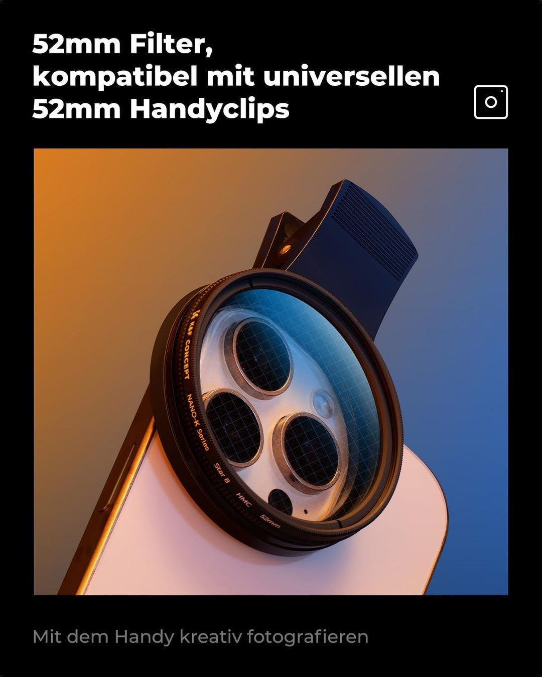 K&F CONCEPT 52mm Sternfilter 4 Punkte, 6 Punkte, 8 Punkte für Sternenlichteffekte (Nano-Klear), 52mm