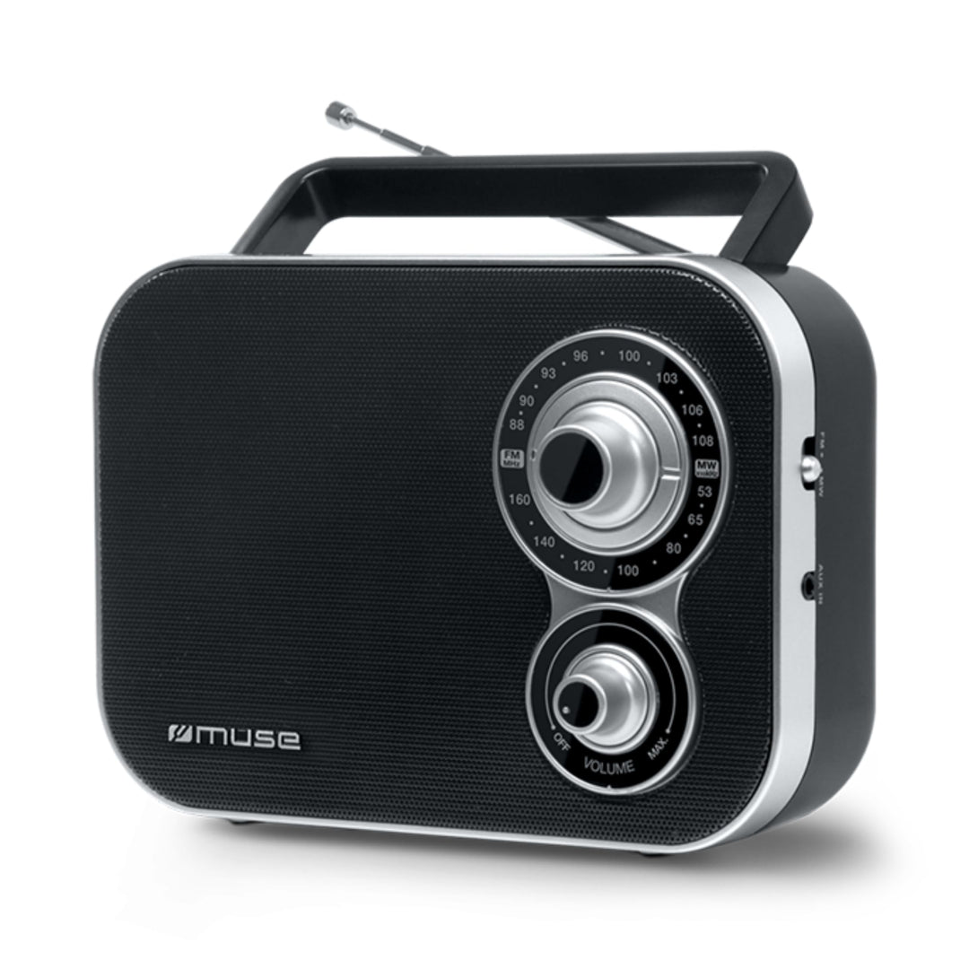 Muse M-051R tragbares Retro-Radio, UKW und MW, Netz- und Batteriebetrieb, Teleskopantenne, AUX-In, s