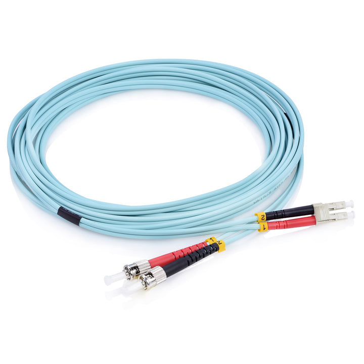 TPFNet Premium 50m LWL Glasfaser Fiber Patchkabel ST/LC OM3 Duplex Multimode 50/125µm 10 Gigabit/s 5