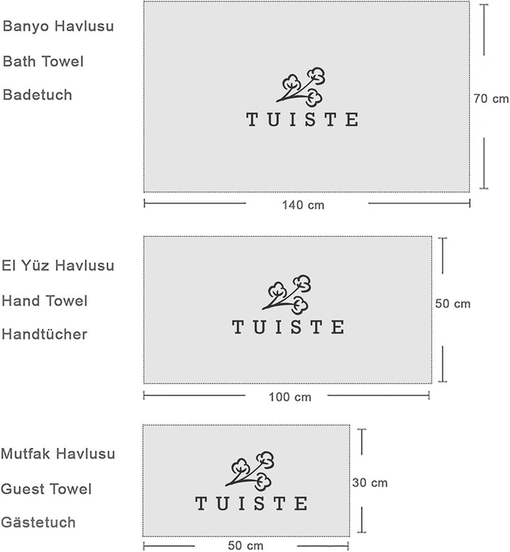 Tuiste Handtücher Set Braun Schokoladenbraun |%100 Baumwolle Handtuch Set 8 Teilig | 2X Badetücher (