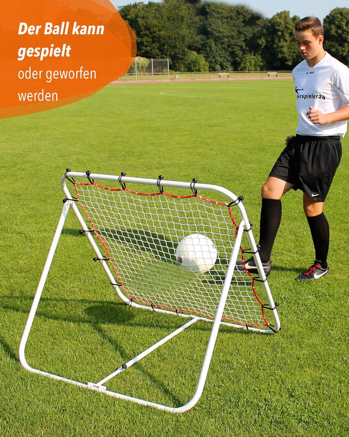 Fussball Rebounder 100 x 100 cm – klappbare Kickback Rückprallwand – Einstellbarer Winkel – für Tech