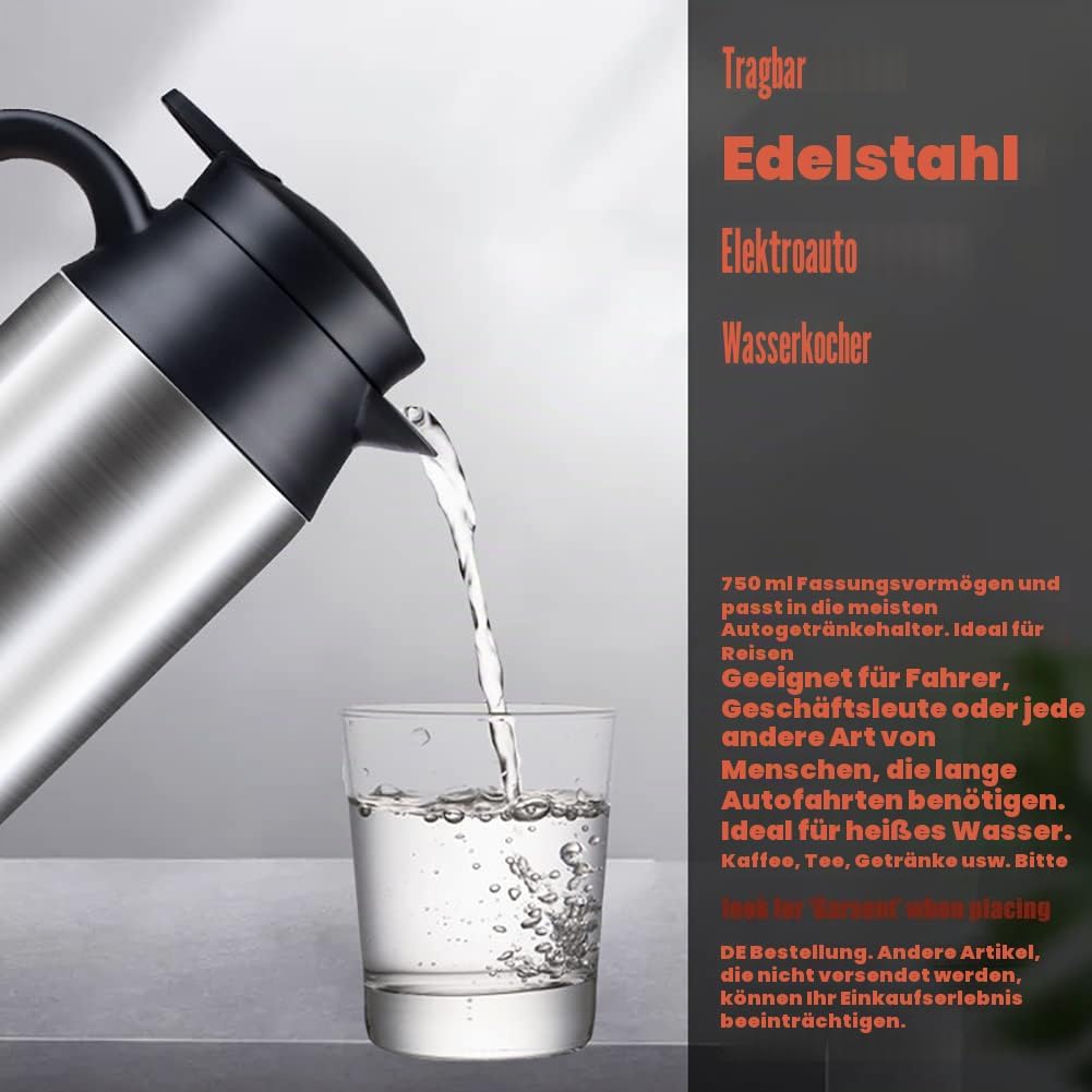 LKW Wasserkocher, 750ml 24V Elektro LKW Wasserkocher, Auto LKW Kaffeetasse mit Zigarettenanzünder La