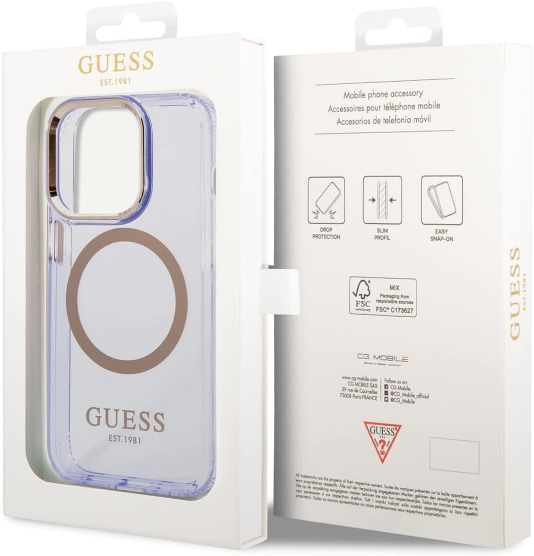 GUESS GUHMP14XHTCMU Hülle für iPhone 14 Pro Max 6,7" Violett Hard case Gold Outline Translucent