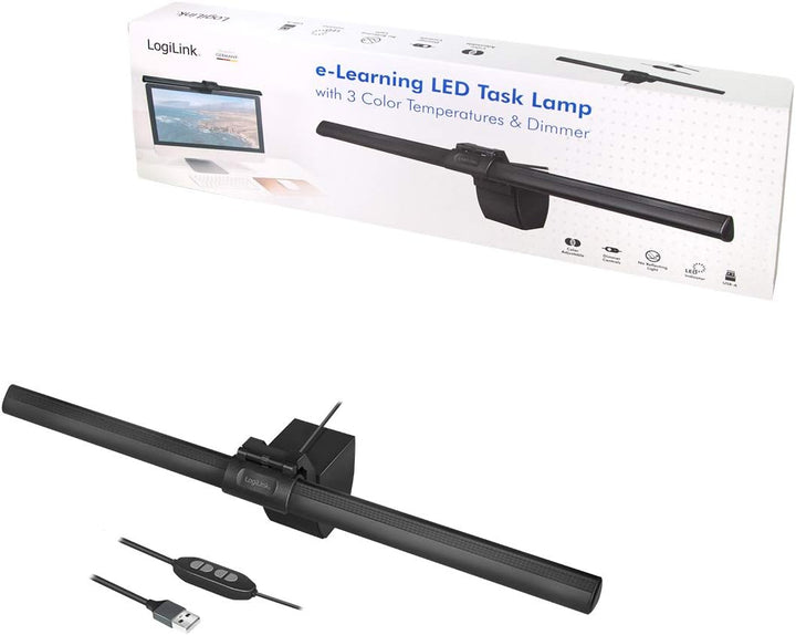 LogiLink UA0372 - USB-LED-Arbeitslampe e-Reading 3 Farbtemperaturen & Dimmer Schwarz