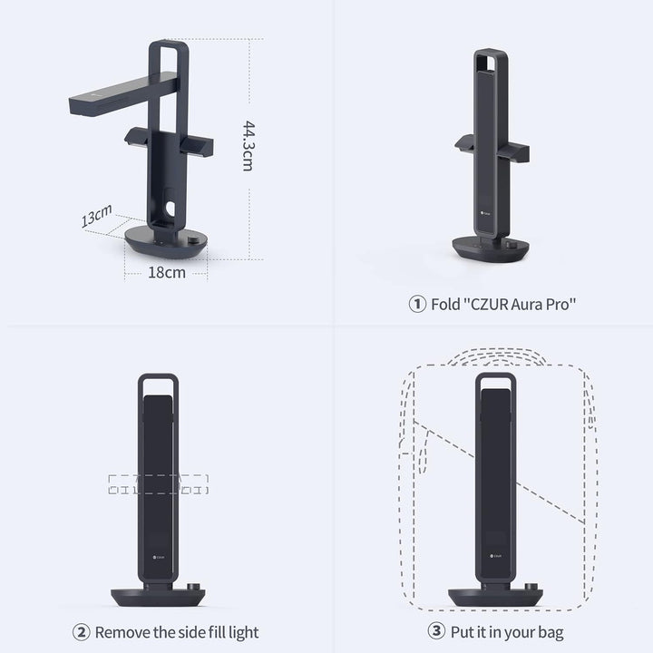 CZUR Aura Pro Tragbarer Buch Dokumentenscanner mit OCR für Win und Mac, HD Dokumentenkamera für A3 A
